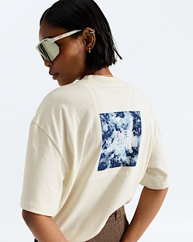 Womens Evolution Granitic Rock Print Box NSE Oversize ShortSleeve Tee TNF White Dune HERO2
