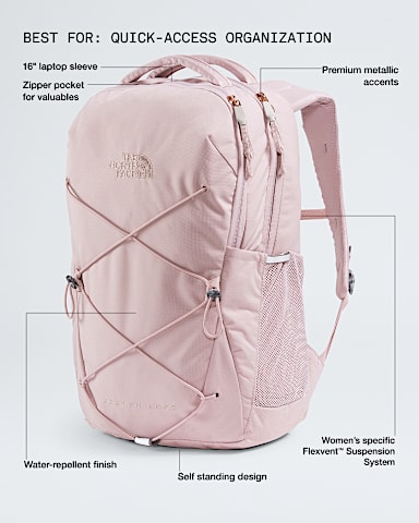 Womens Jester Luxe Backpack  27L TNF Metal PinkBurnt Coral Metallic HERO2
