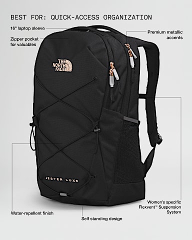 Sac  dos Jester Luxe pour femmes TNF Noir Chine TNFCorail Brule Metallise HERO2