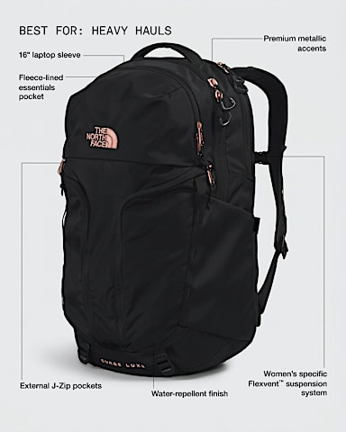 Womens Surge Luxe TNF TNF BlackBurnt Coral HERO2