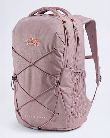 Womens Jester Luxe Backpack 27L TNF Metal PinkBurnt Coral Metallic FRONT34