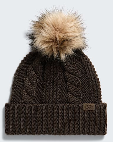 Womens Oh Mega Fur Pom Beanie TNF Dark Chestnut HERO