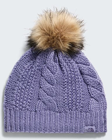 Womens Oh Mega Fur Pom Lined Beanie TNF Grounded Plum HERO
