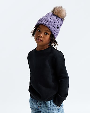 Tuque en pompon Oh Mega Fur pour enfants TNF Prune Profond MODELBACK