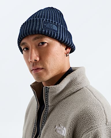 Salty Lined SE Beanie TNF Summit NavyHeritage Patch MODELBACK