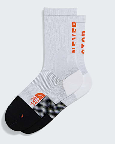 Never Stop Trail Run Crew Socks TNF TNF WhiteAcrylic Orange HERO