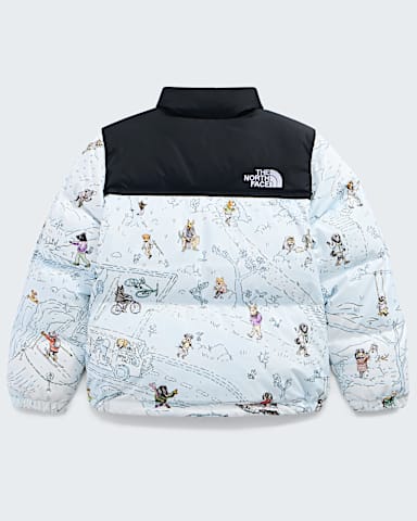 Kids 1996 Retro Nuptse JacketPrint TNF Polar Haze TNF Winter Dogs Print BACK