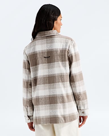 Womens Forest Flannel LongSleeve Shacket TNF Garnet Shadow Plaid BACK