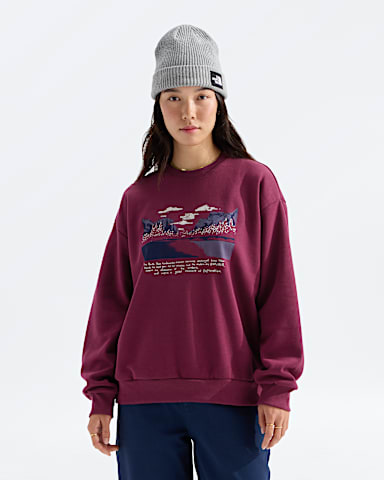 Womens Evolution Mountain Oasis Oversize Crew TNF Burgundy Crush Main