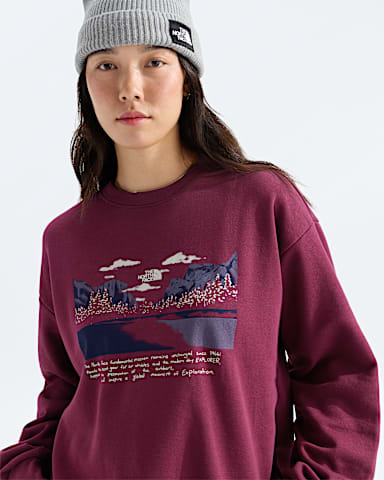 Womens Evolution Mountain Oasis Oversize Crew TNF Burgundy Crush HERO2
