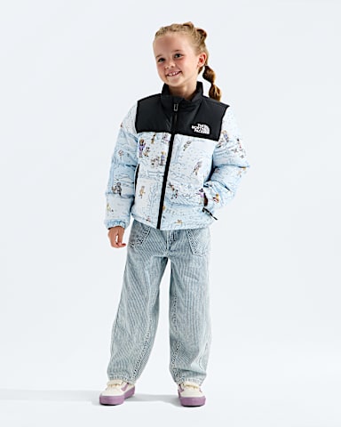 Kids 1996 Retro Nuptse JacketPrint TNF Polar Haze TNF Winter Dogs Print HERO2