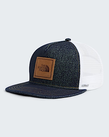 Half Dome Trucker TNF DenimLeather Patch HERO