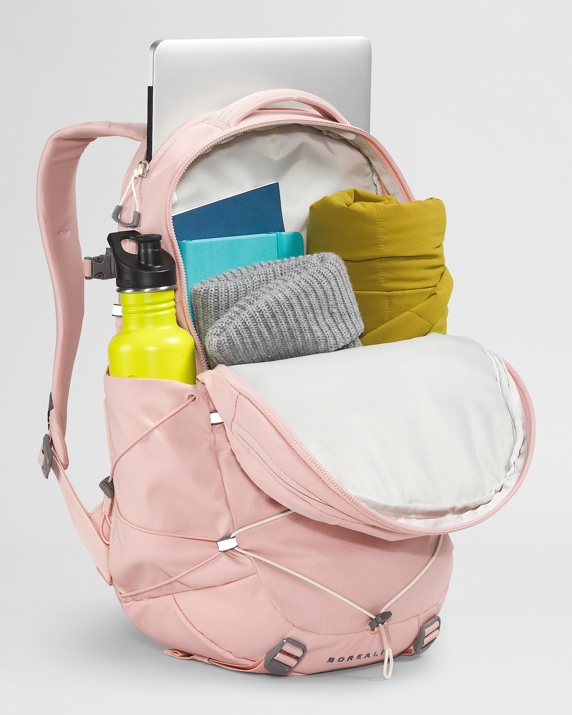 Womens Borealis Backpack  27L TNF Pink Moss Dark HeatherGardenia White INT