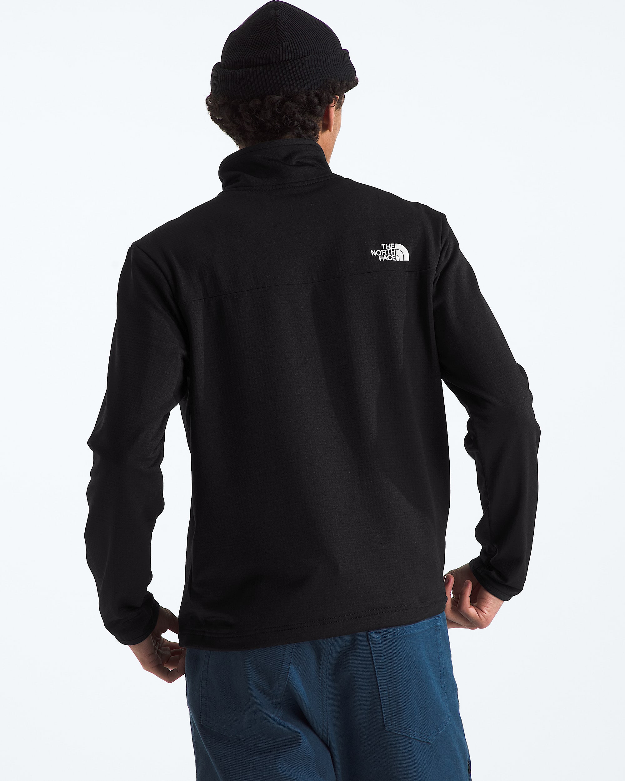 Mens Cedar Trail Grid Fleece Zip TNF BACK