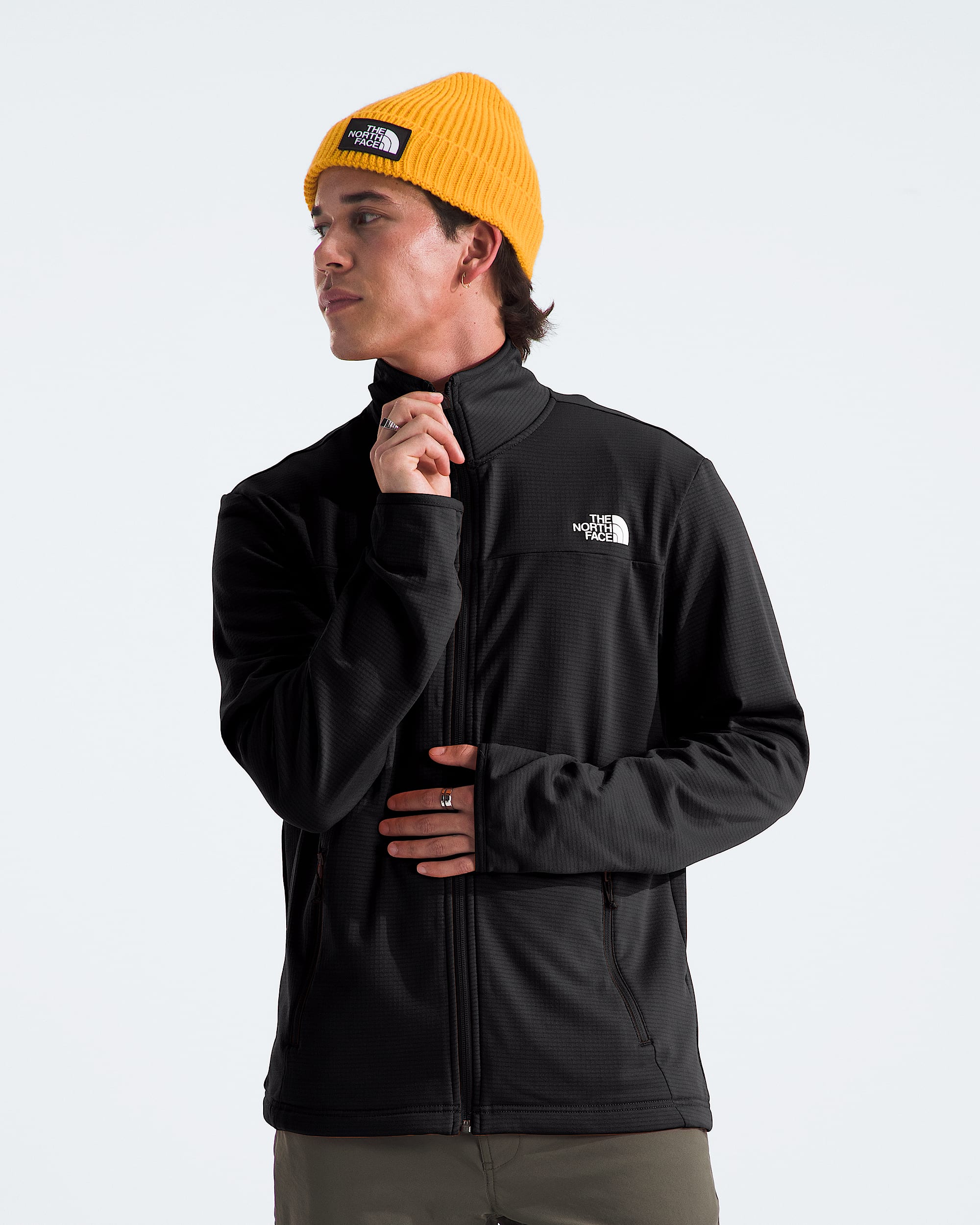 Mens Cedar Trail Grid Fleece Full Zip Jacket TNF Main