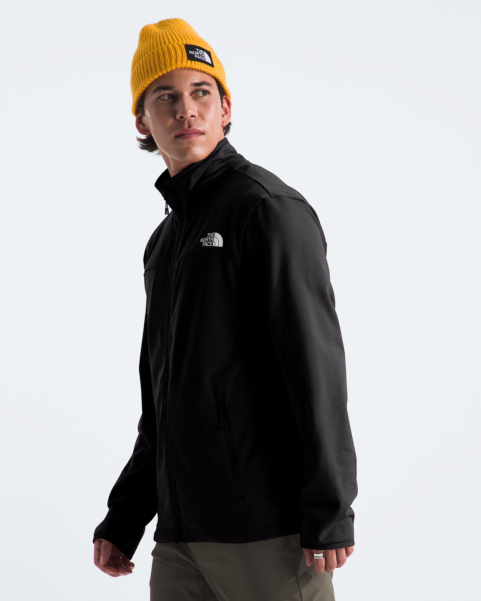 Mens Cedar Trail Grid Fleece Full Zip Jacket TNF MODEL34