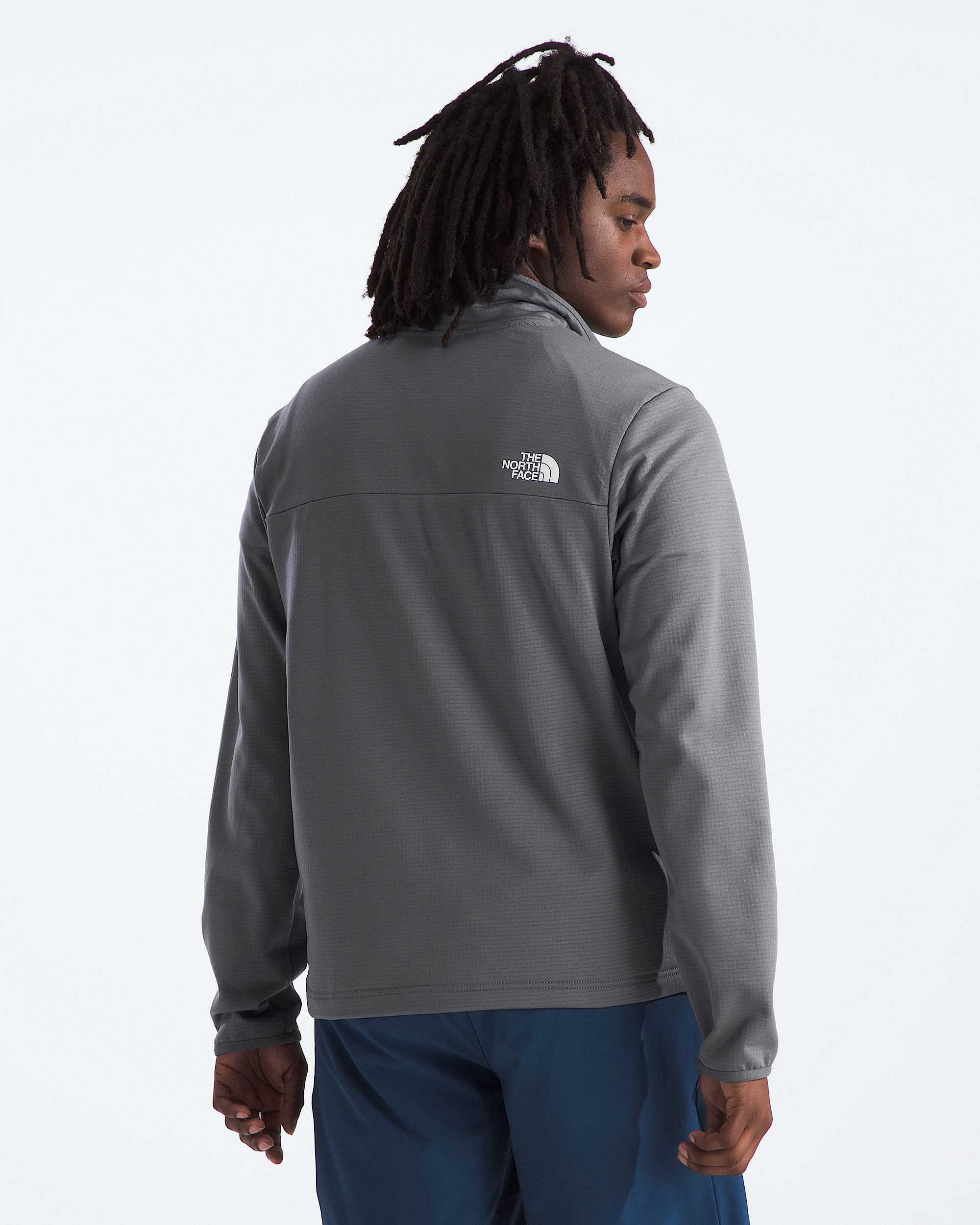 Mens Cedar Trail Grid Fleece Zip TNF BACK
