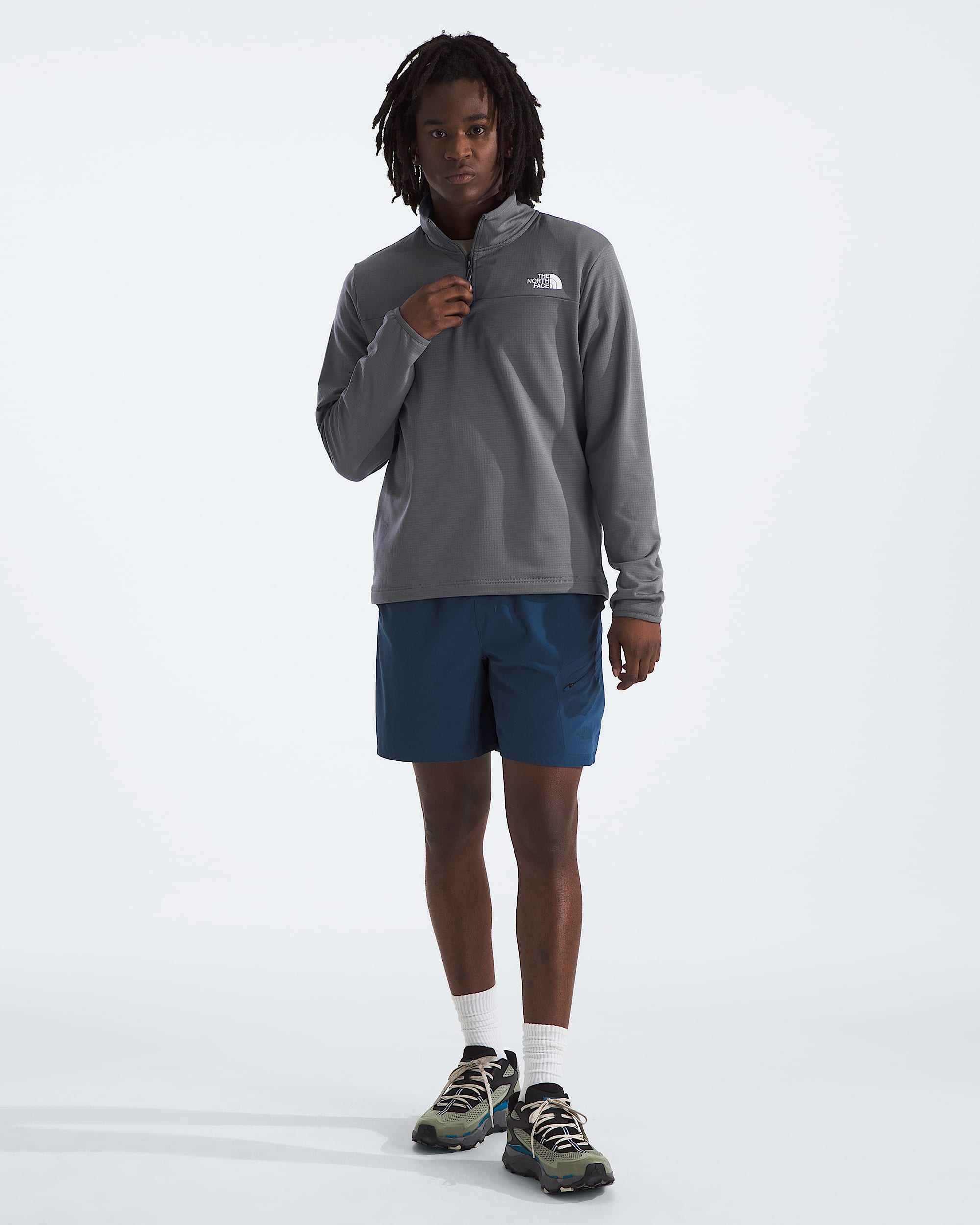 Mens Cedar Trail Grid Fleece Zip TNF HERO2