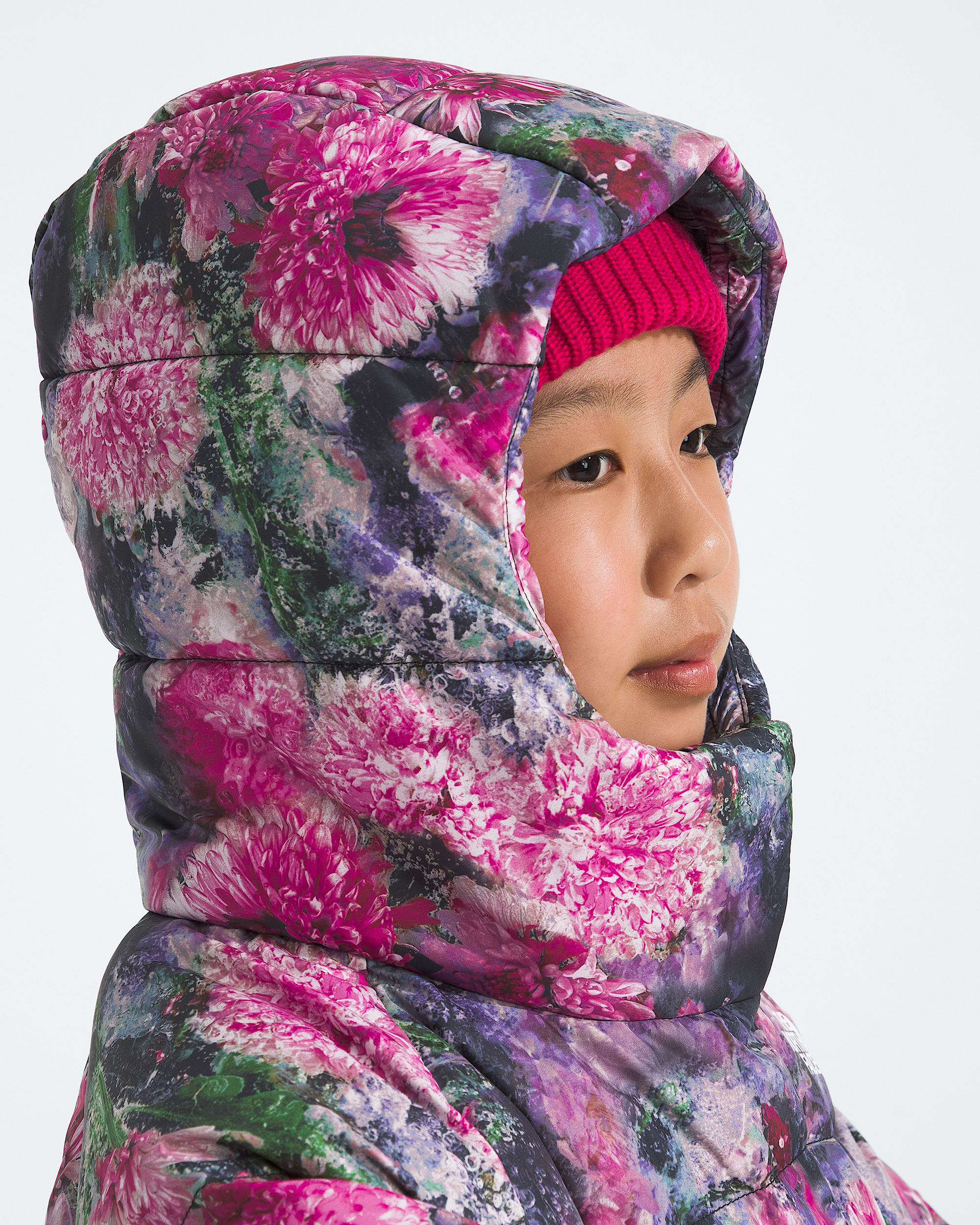 Girls North Down Hooded JacketPrint TNF MODELHOOD2