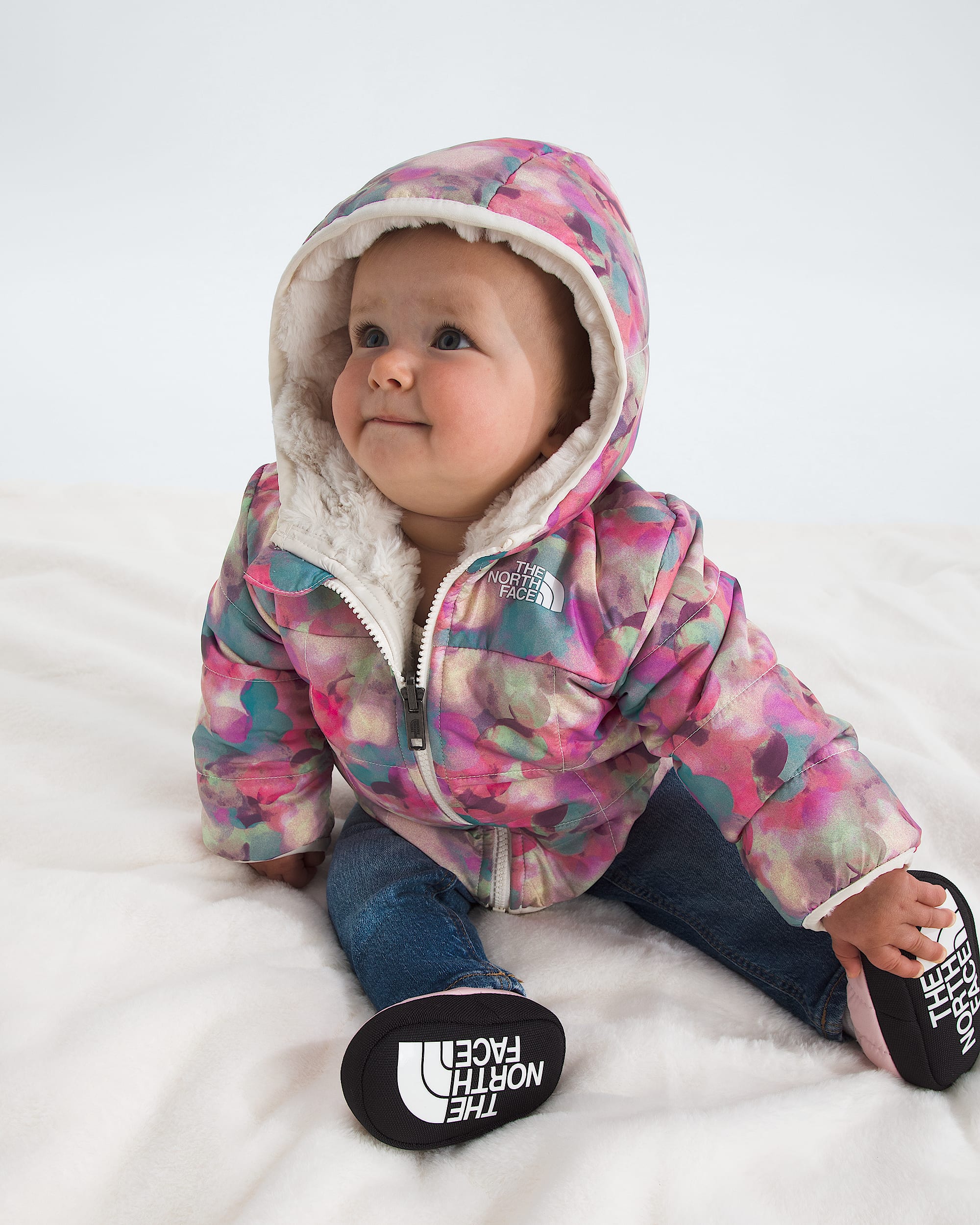 Manteau rversible Shasta  fermeture  glissire intgrale et  capuchon pour bb fille imprim TNF HERO