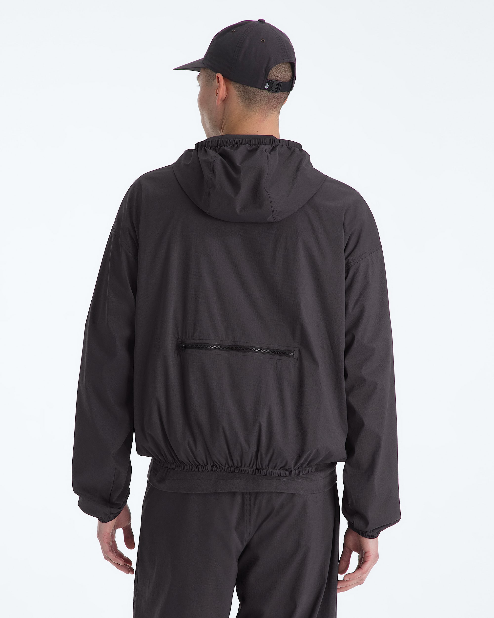 Mens TNF Red Box Packable Hooded Wind Jacket TNF BACK