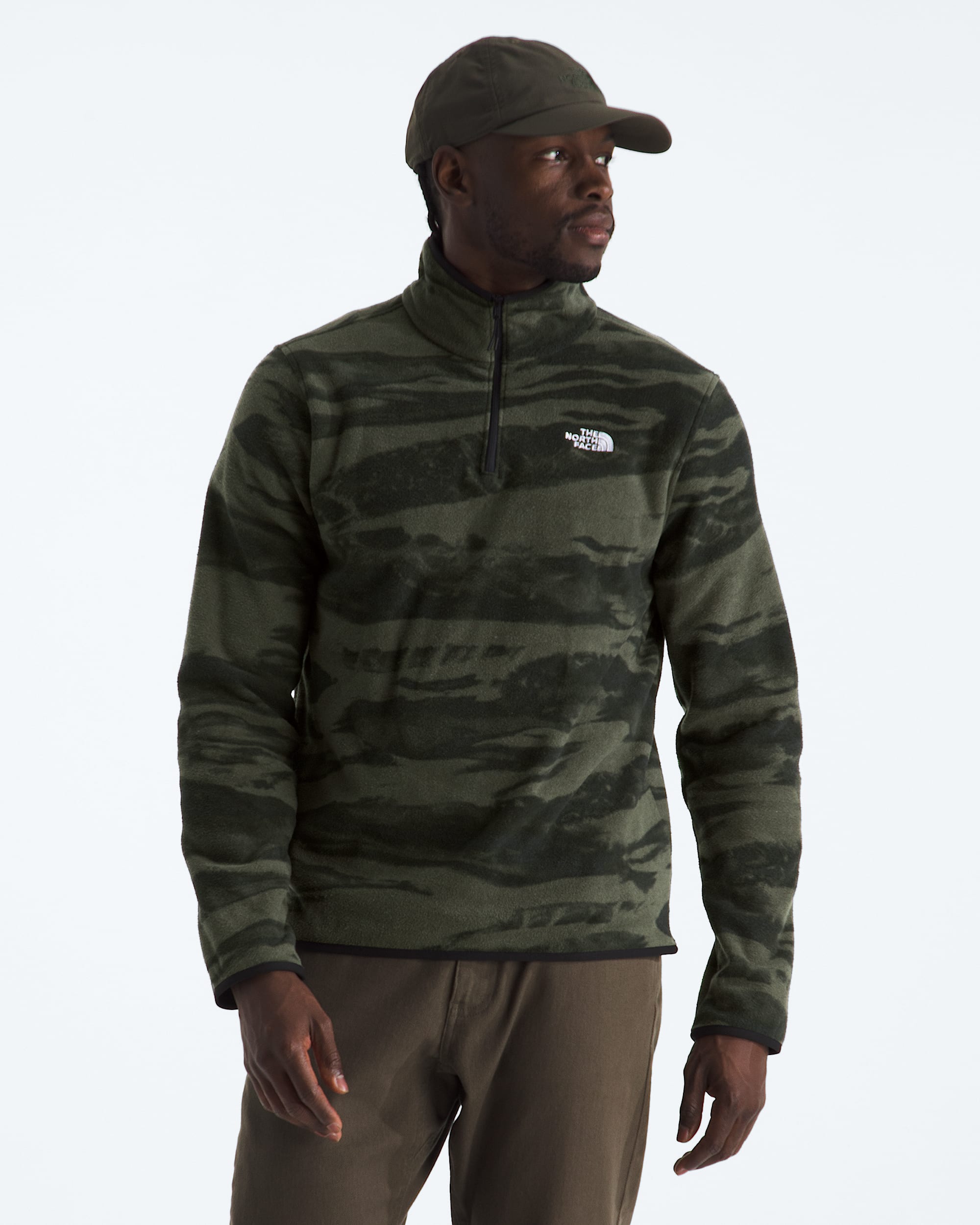TNF グリーン Men's Glacier Fleece ¼-Zip—Print | The North Face