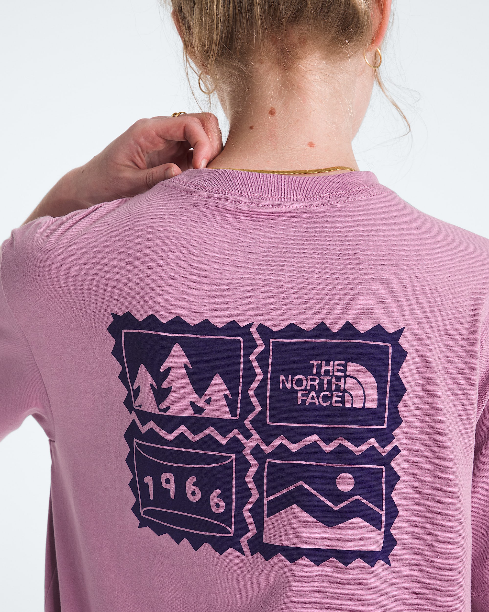 Womens Exploring Stamps Relaxed ShortSleeve Tee TNF HERO2
