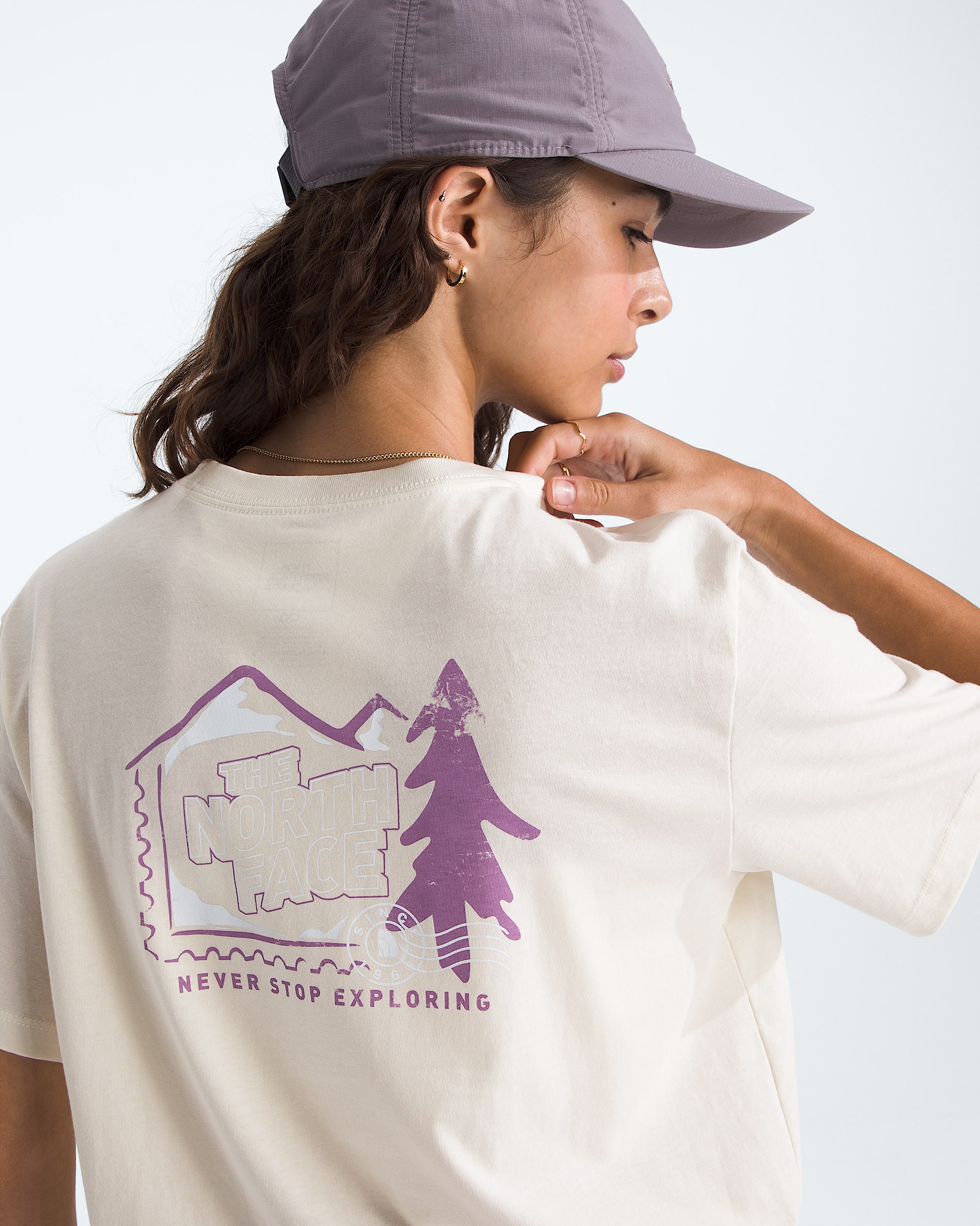 Womens Mountain Stamps Relaxed ShortSleeve Tee TNF HERO2