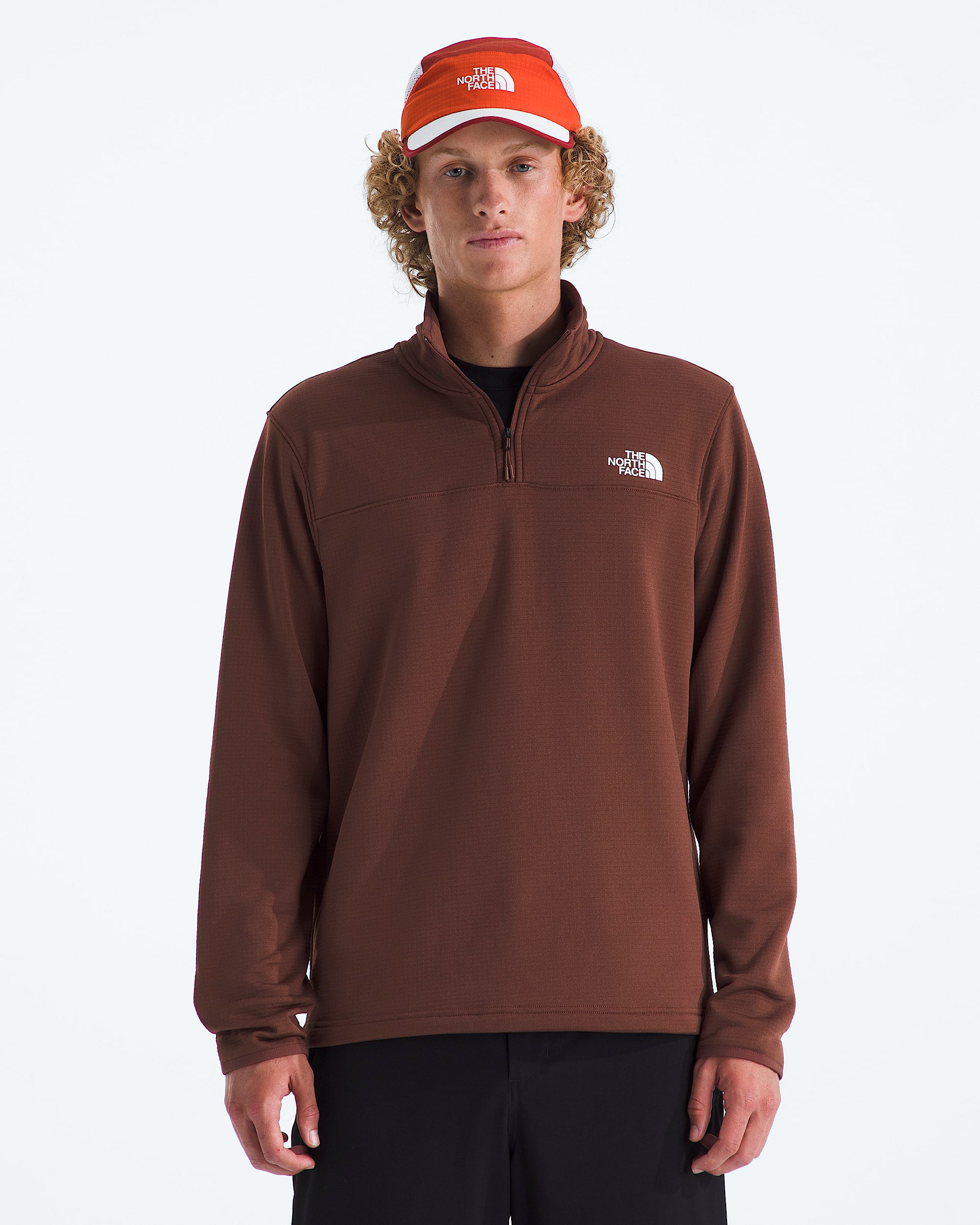 Mens Cedar Trail Grid Fleece Zip TNF Main