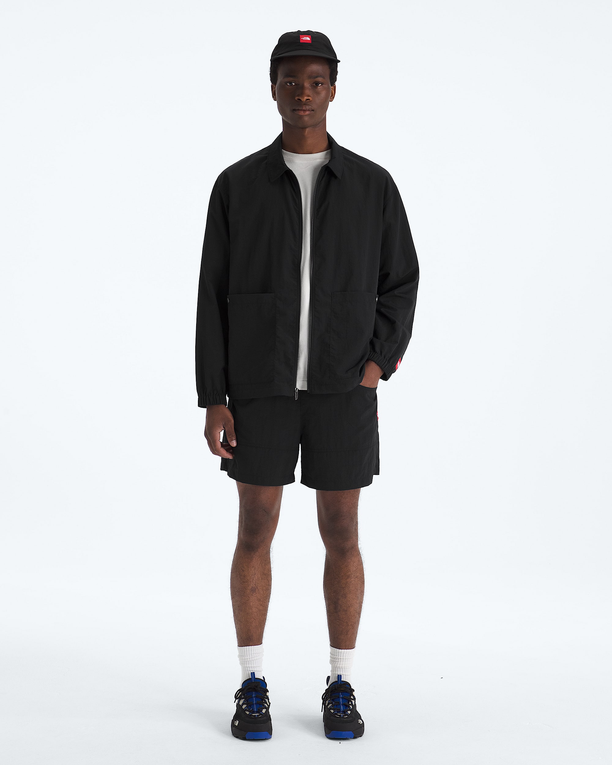 Mens TNF Red Box Nylon Belted Shorts TNF HERO2