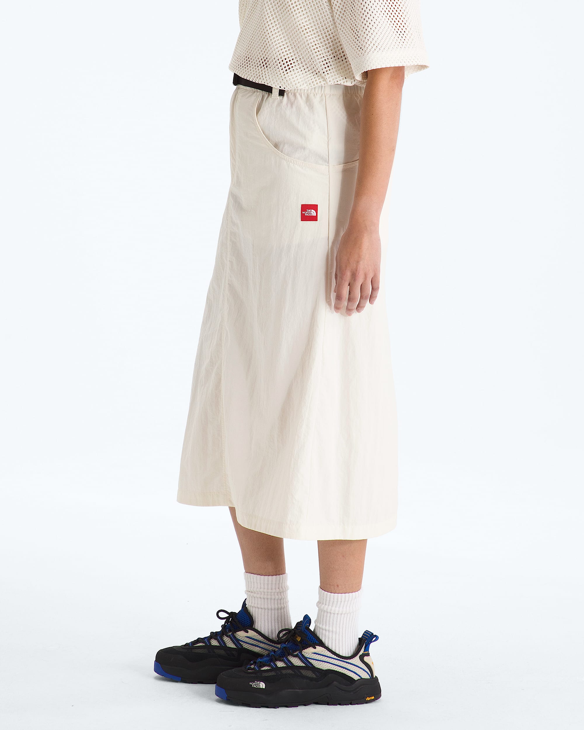 Womens TNF Red Box Nylon Belted Skirt TNF MODEL34