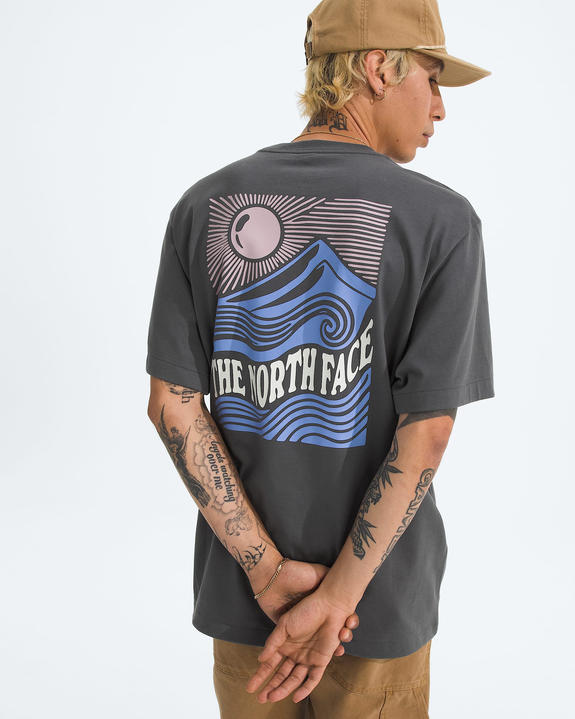 Mens Mountain Escape Relaxed ShortSleeve TeeGraphic TNF HERO2
