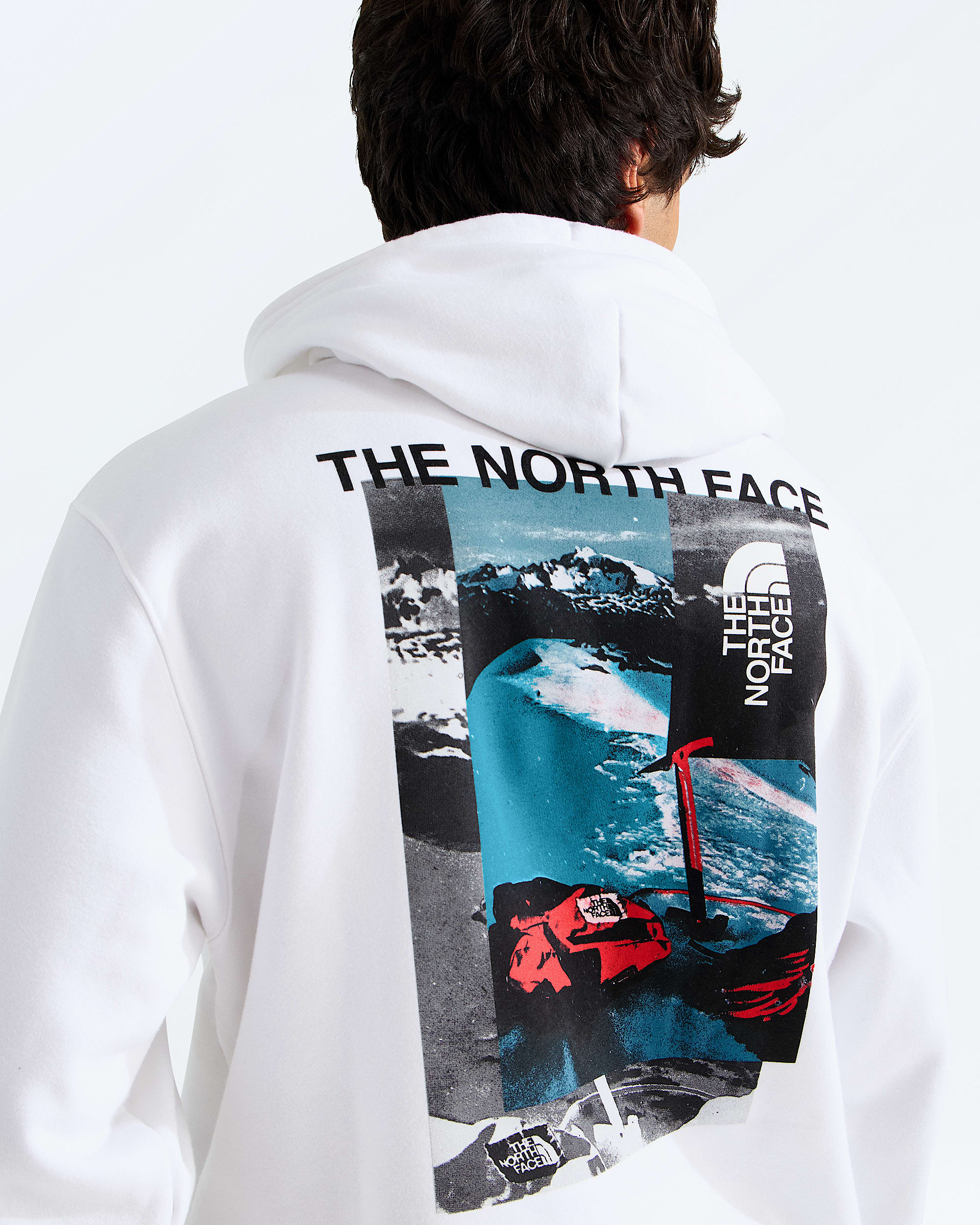 Mens Apex 75 Collage Relaxed Hoodie TNF HERO2