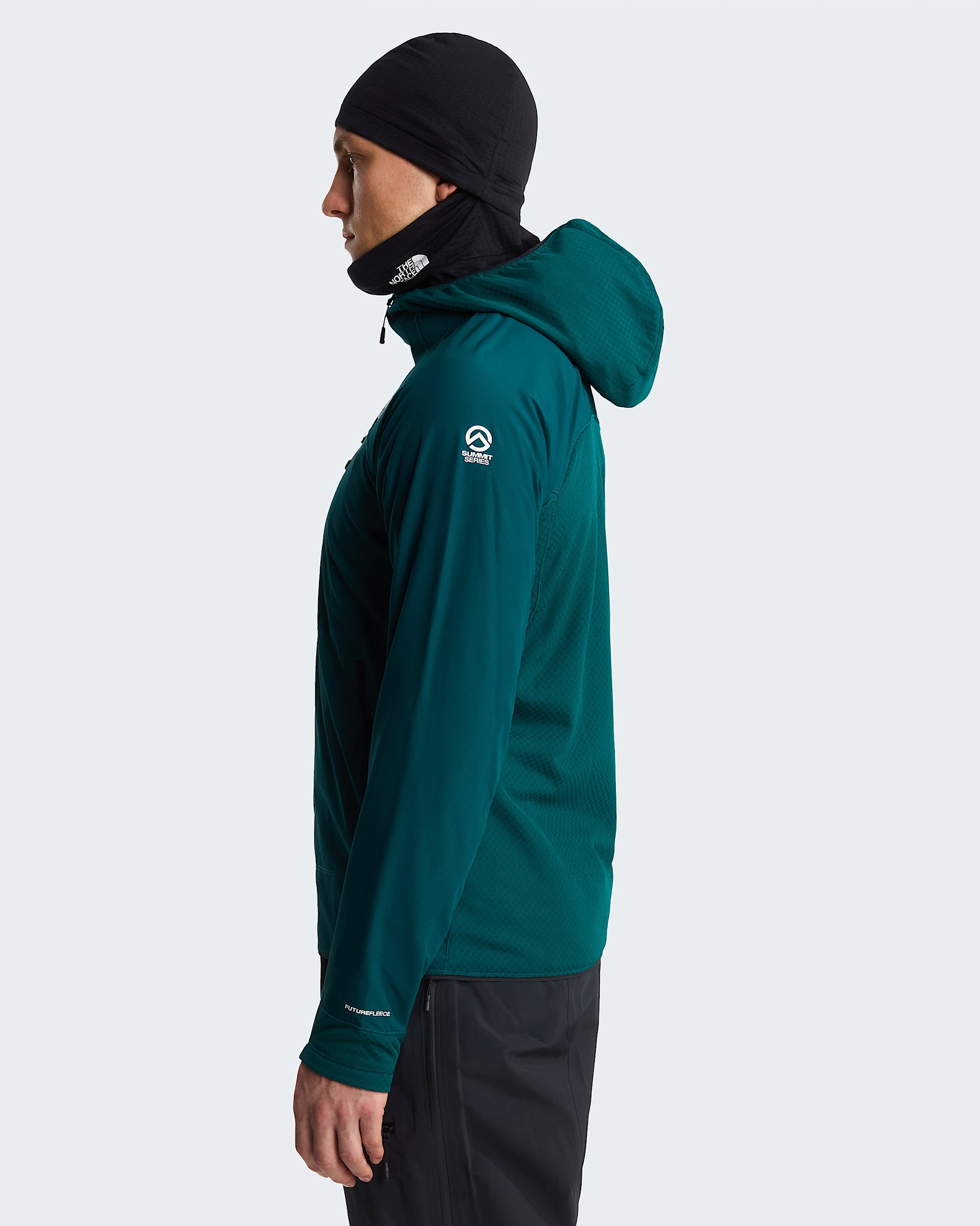 Mens Summit Series FUTUREFLEECE Overlay Hoodie TNF MODEL34