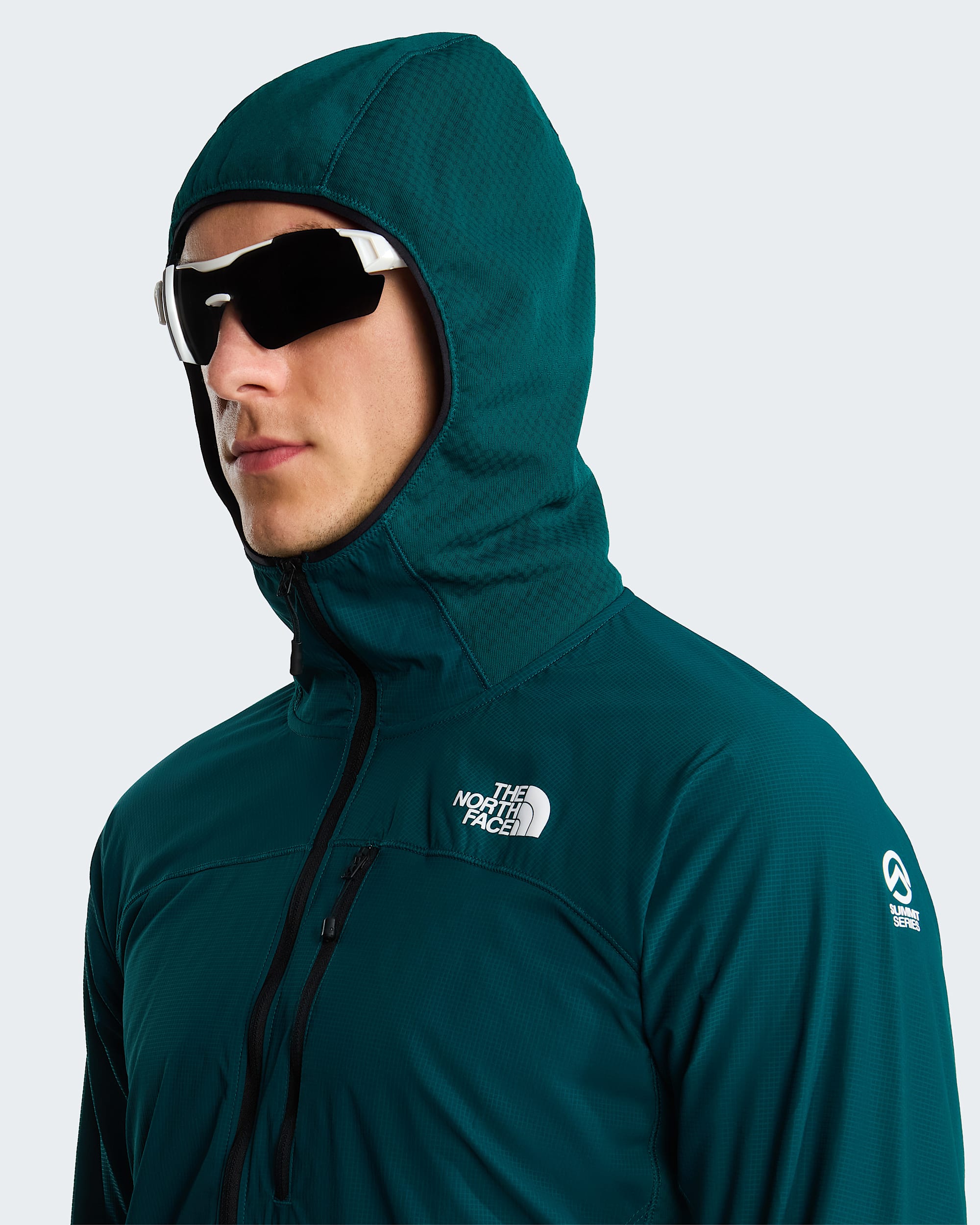 Mens Summit Series FUTUREFLEECE Overlay Hoodie TNF ALT2