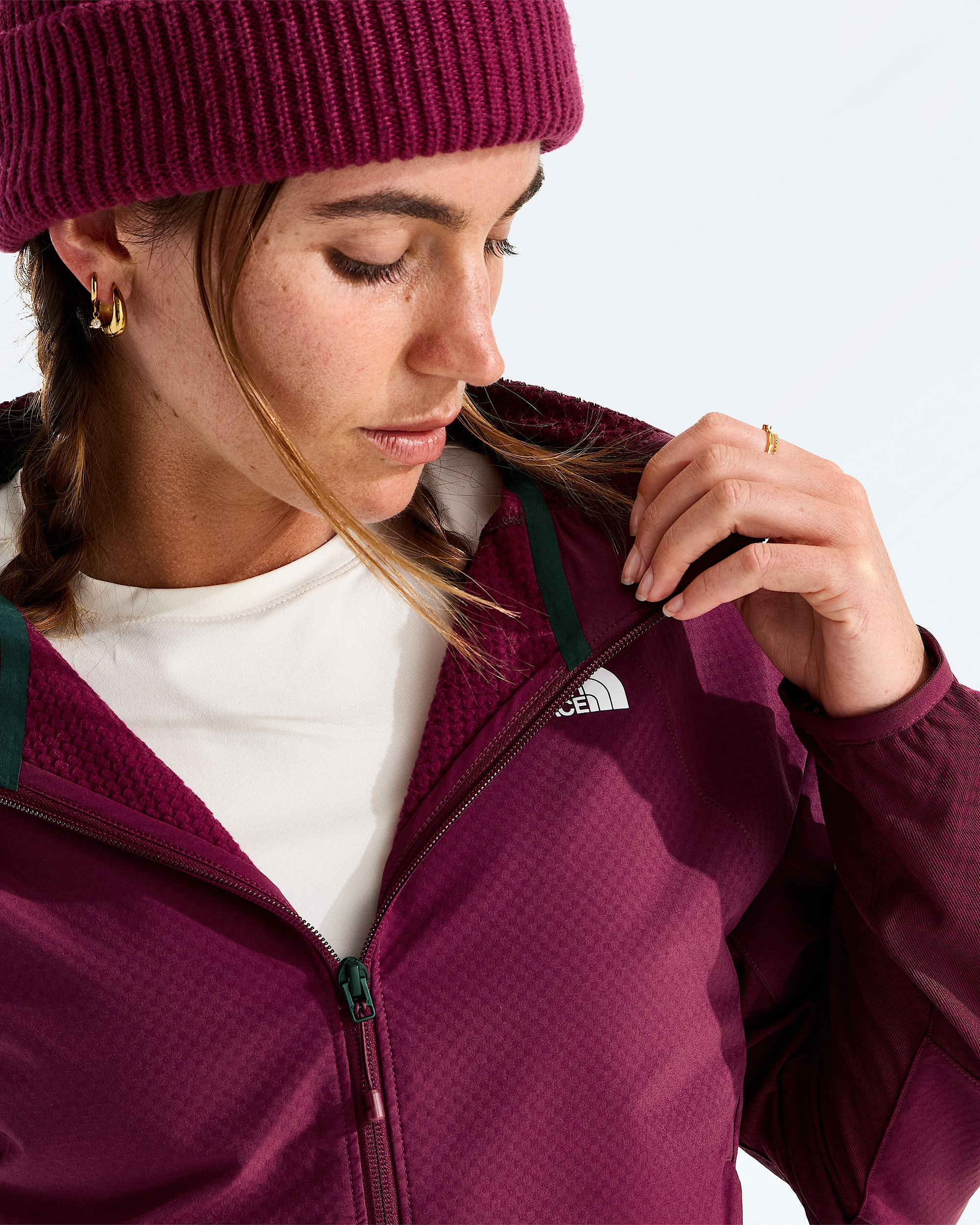 Womens Tek Approach FUTUREFLEECE Hooded Jacket TNF DETAIL3