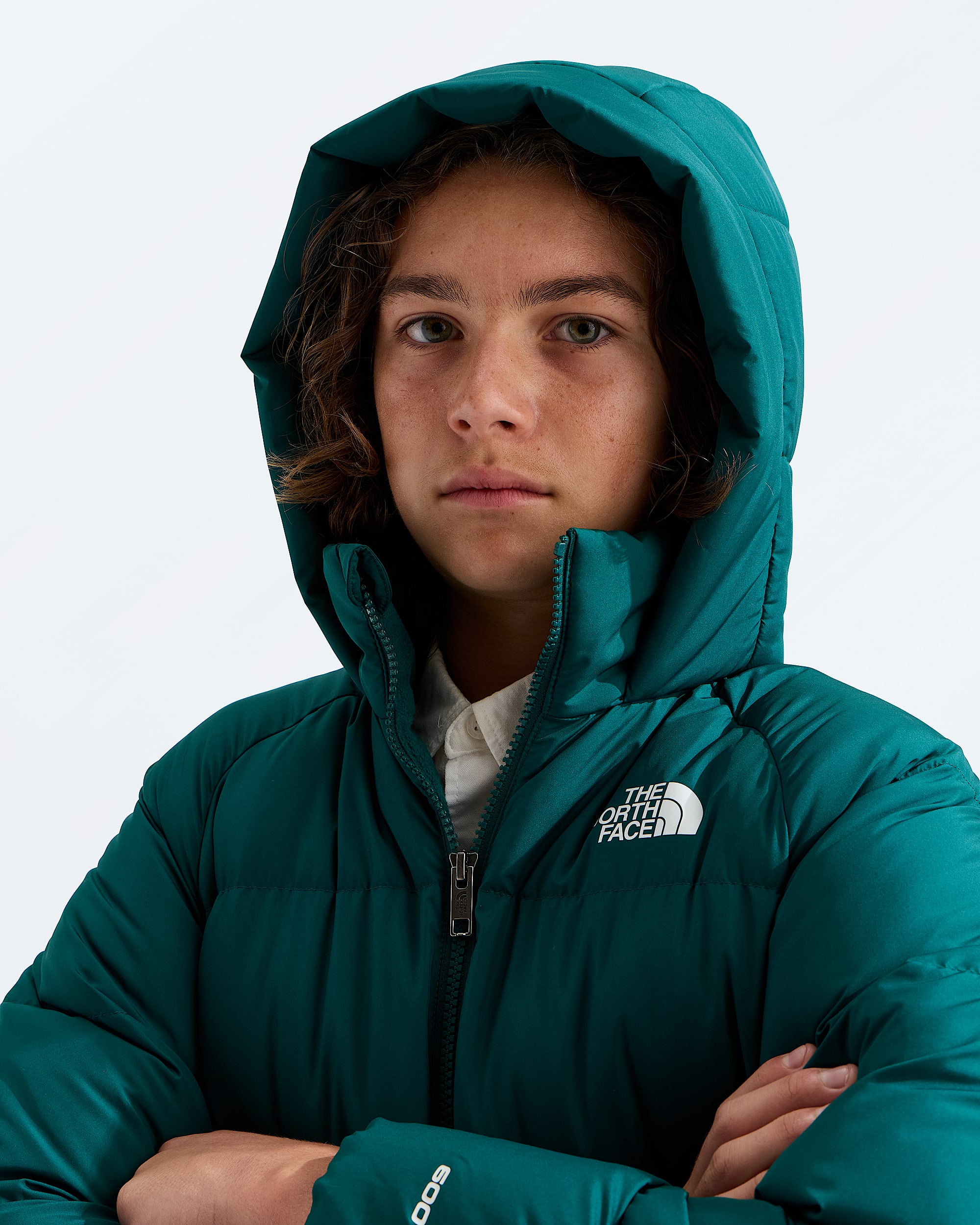 Courte parka double en molleton North Down pour garons et filles TNF MODELHOOD2