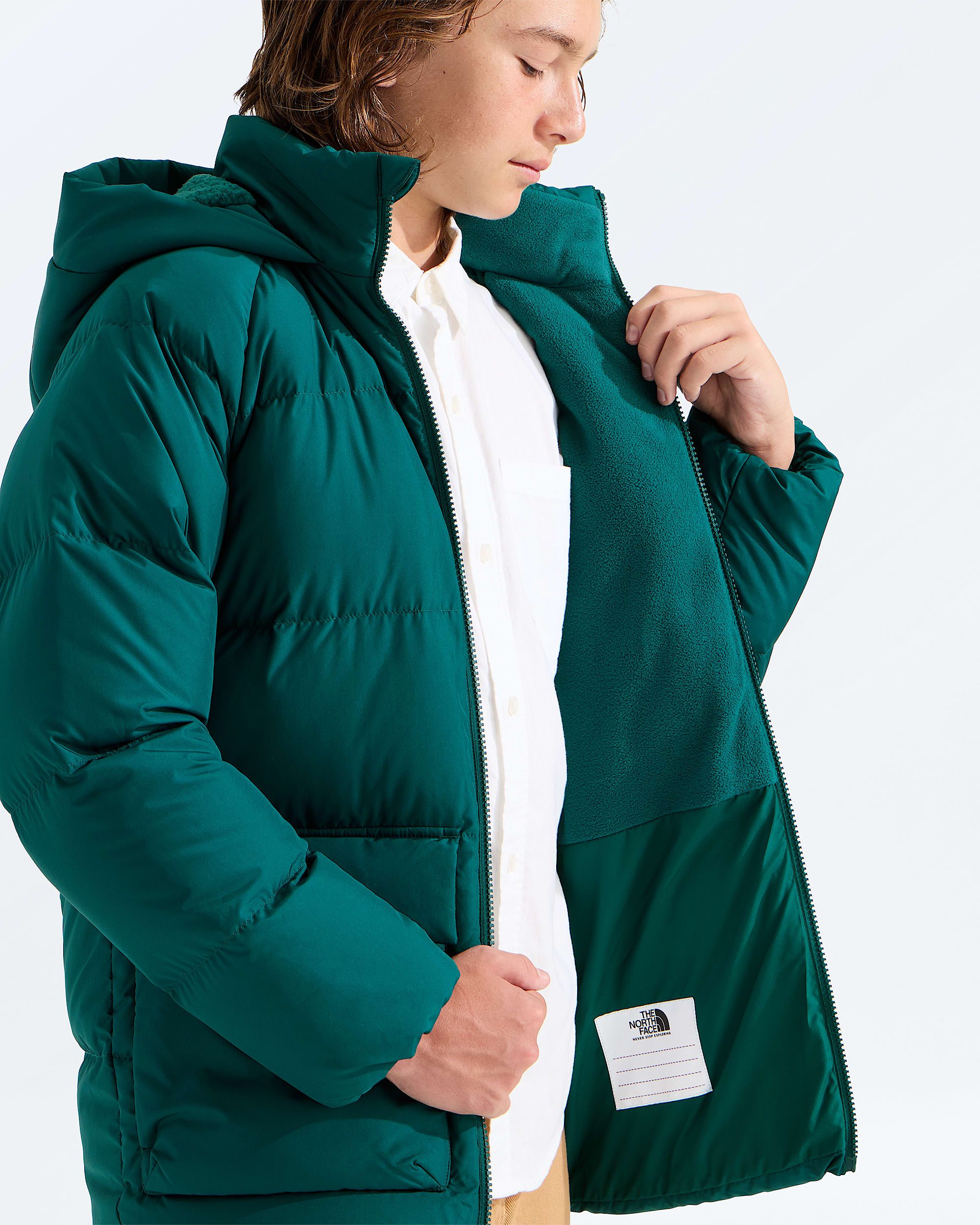 Courte parka double en molleton North Down pour garons et filles TNF MODELINT