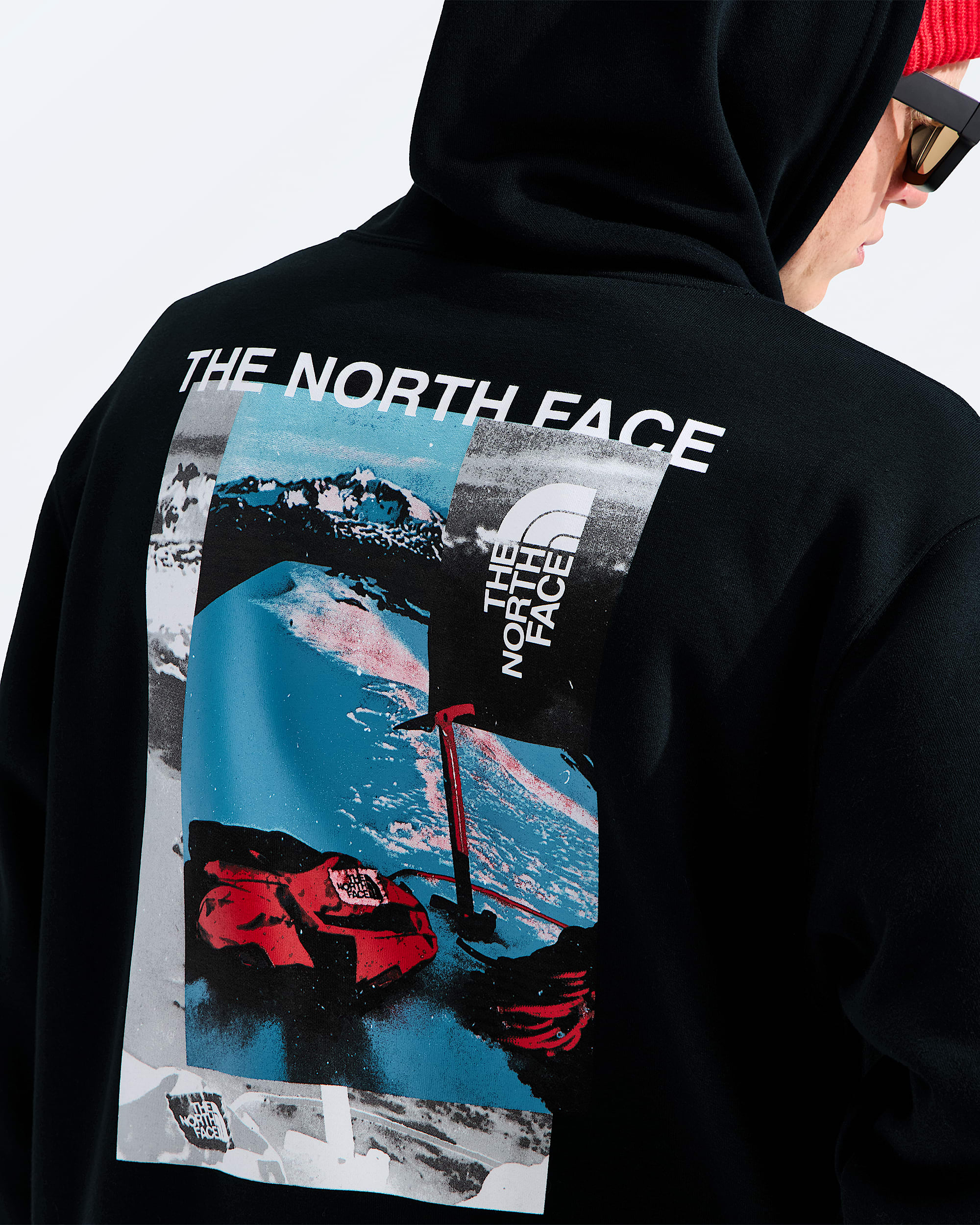 Mens Apex 75 Collage Relaxed Hoodie TNF HERO2