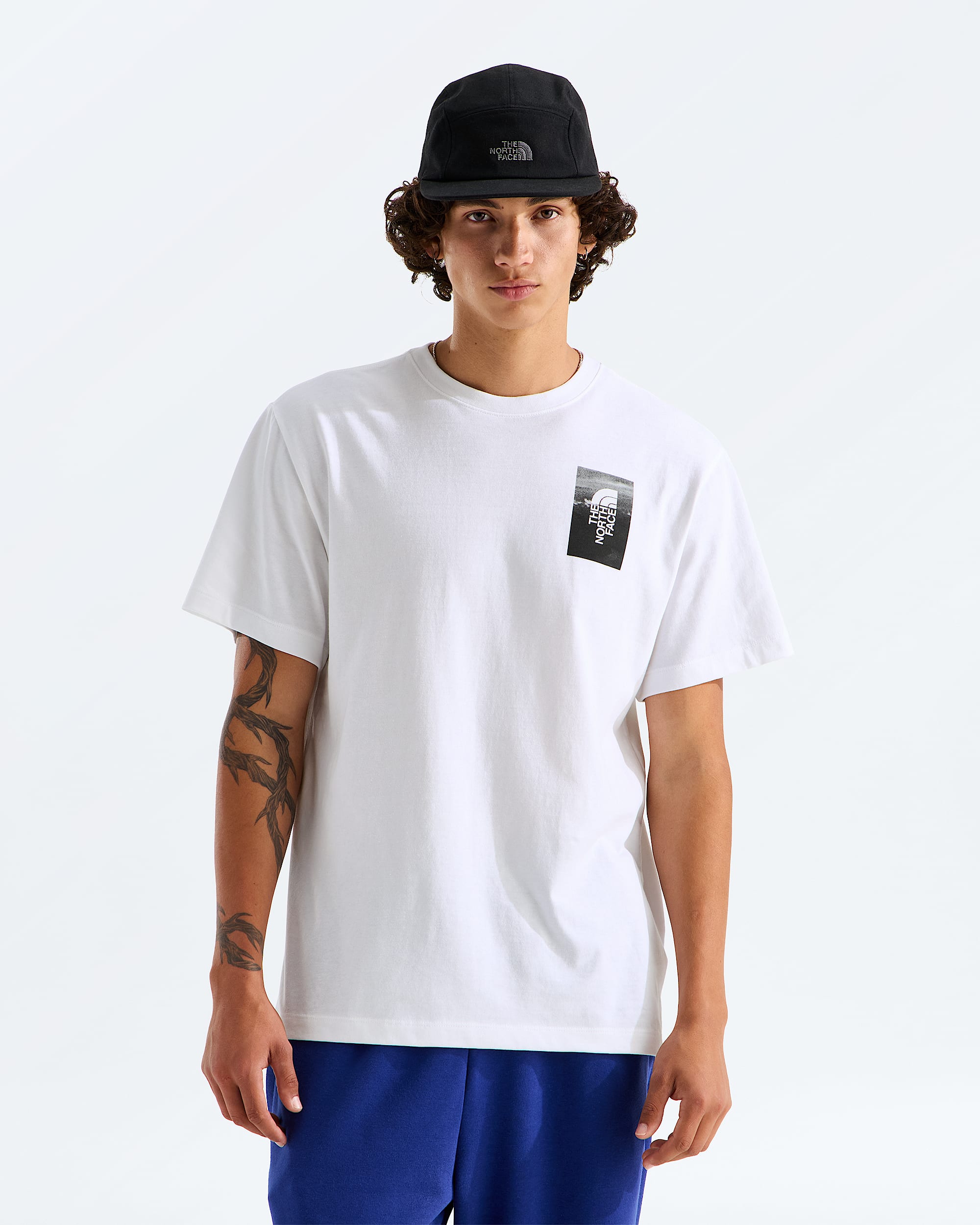 Mens Apex 75 Collage Relaxed ShortSleeve Tee TNF BACK