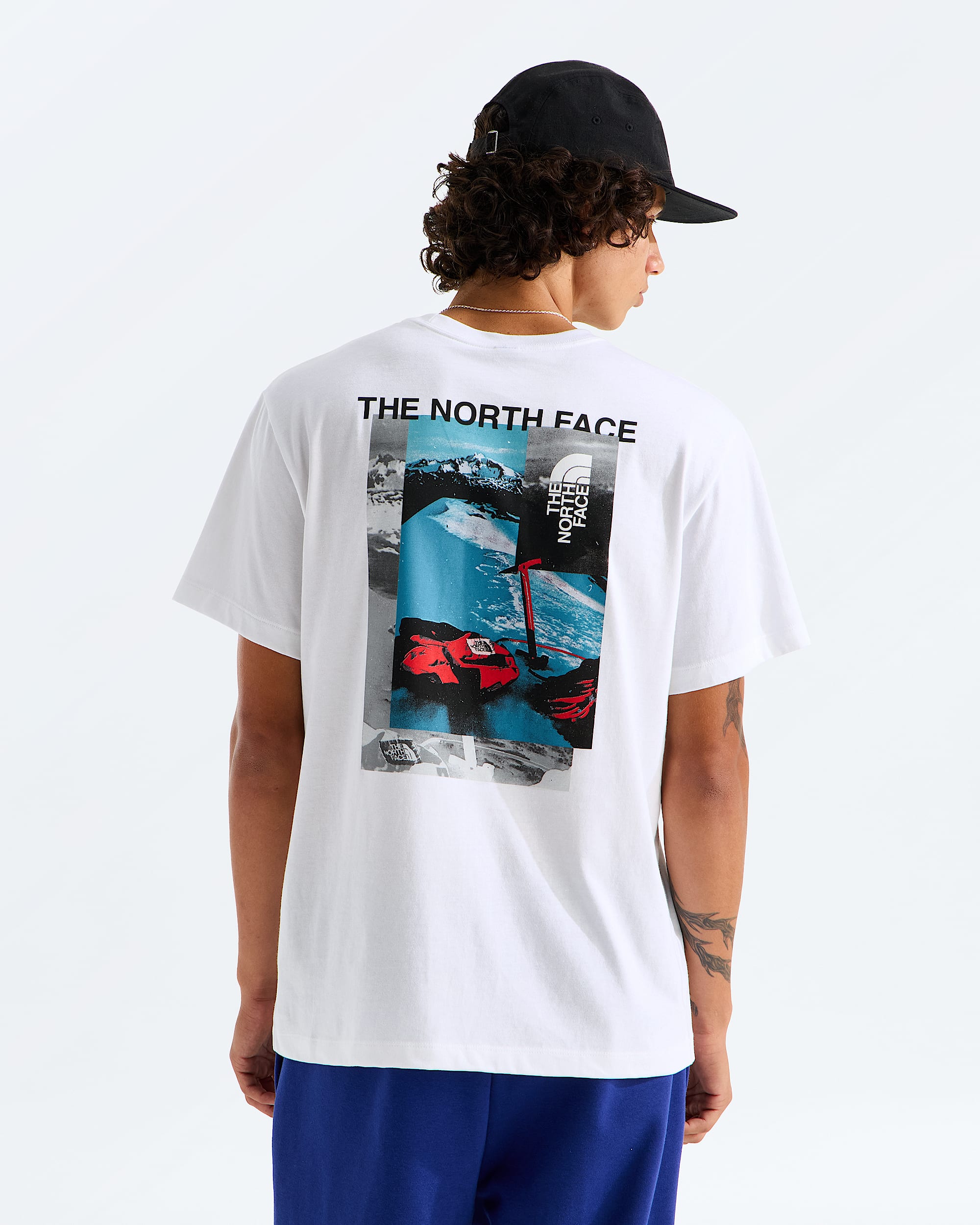Mens Apex 75 Collage Relaxed ShortSleeve Tee TNF HERO