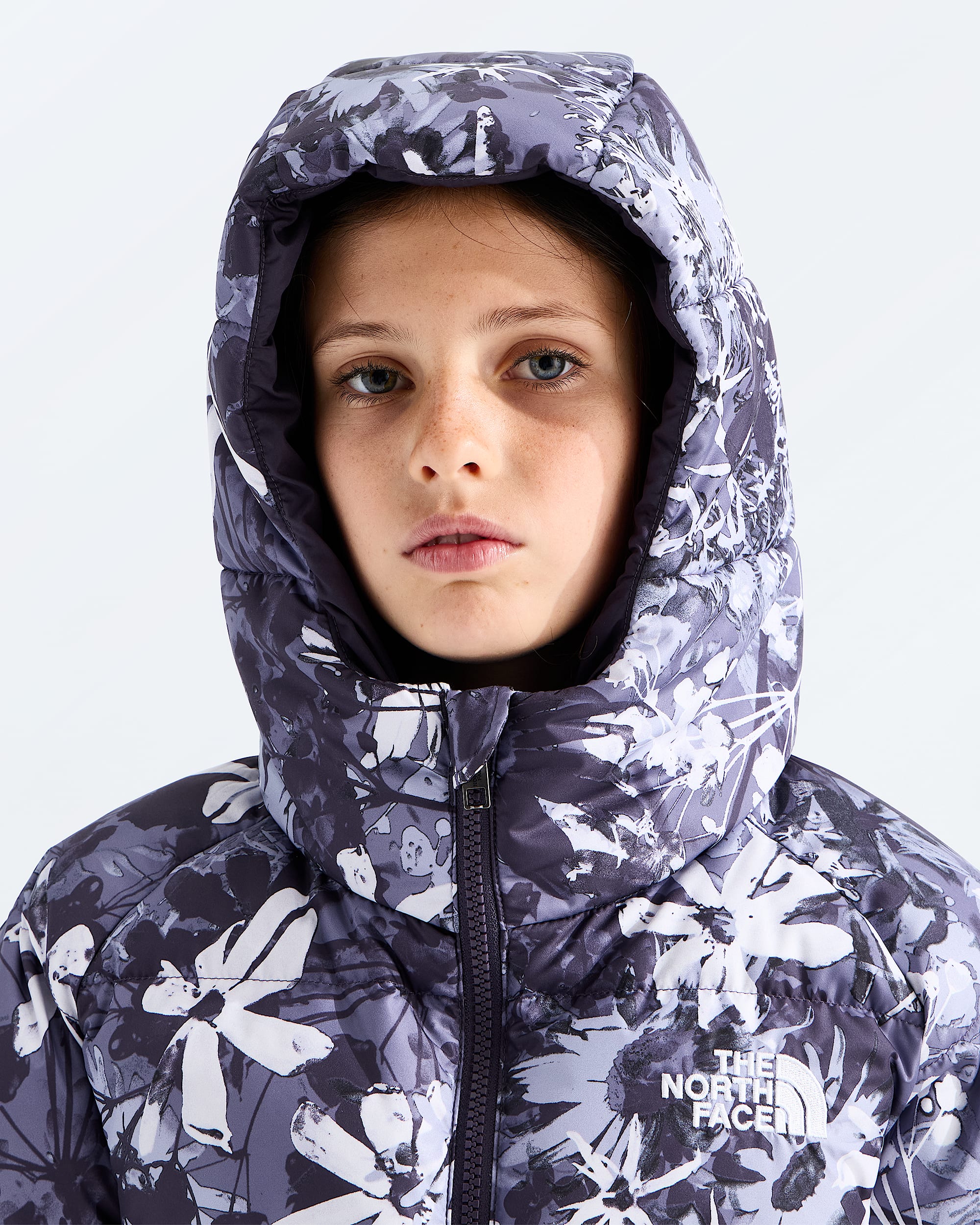 Manteau  capuchon en duvet Hydrenalite pour filles imprim TNF MODELHOOD2