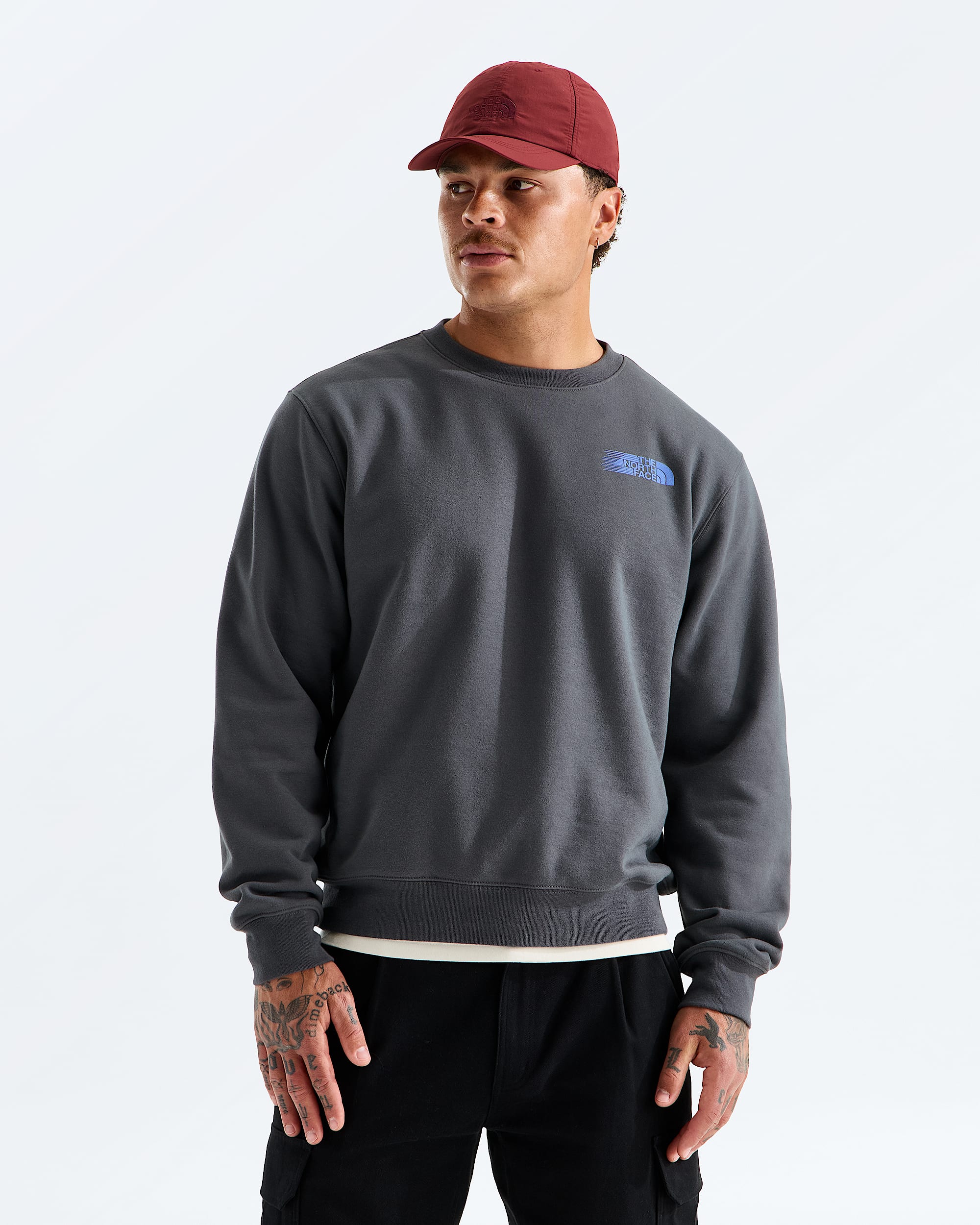 Mens Retro Trail Relaxed CrewGraphic TNF BACK