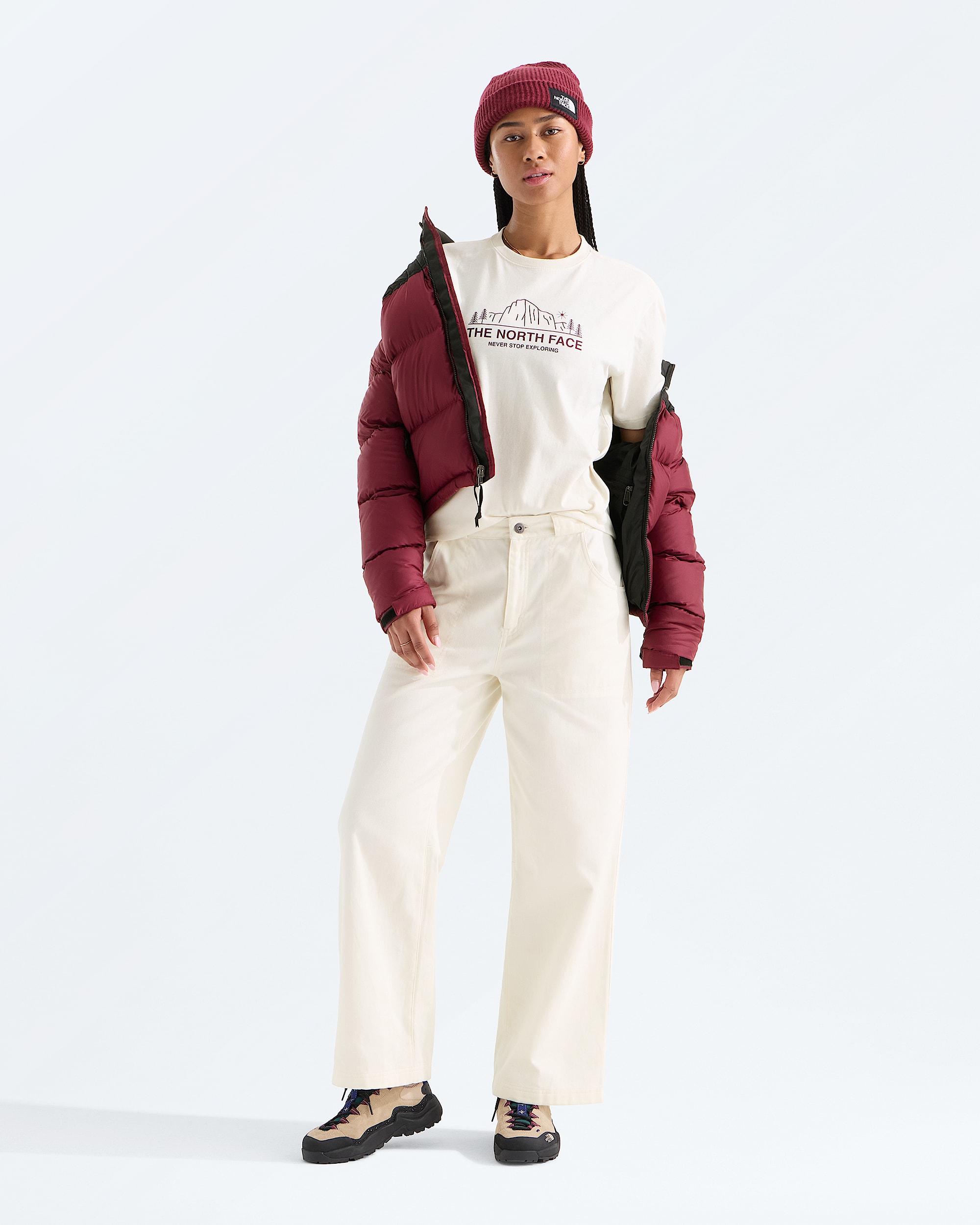 Womens Evolution Plateau Relaxed ShortSleeve Tee TNF HERO2