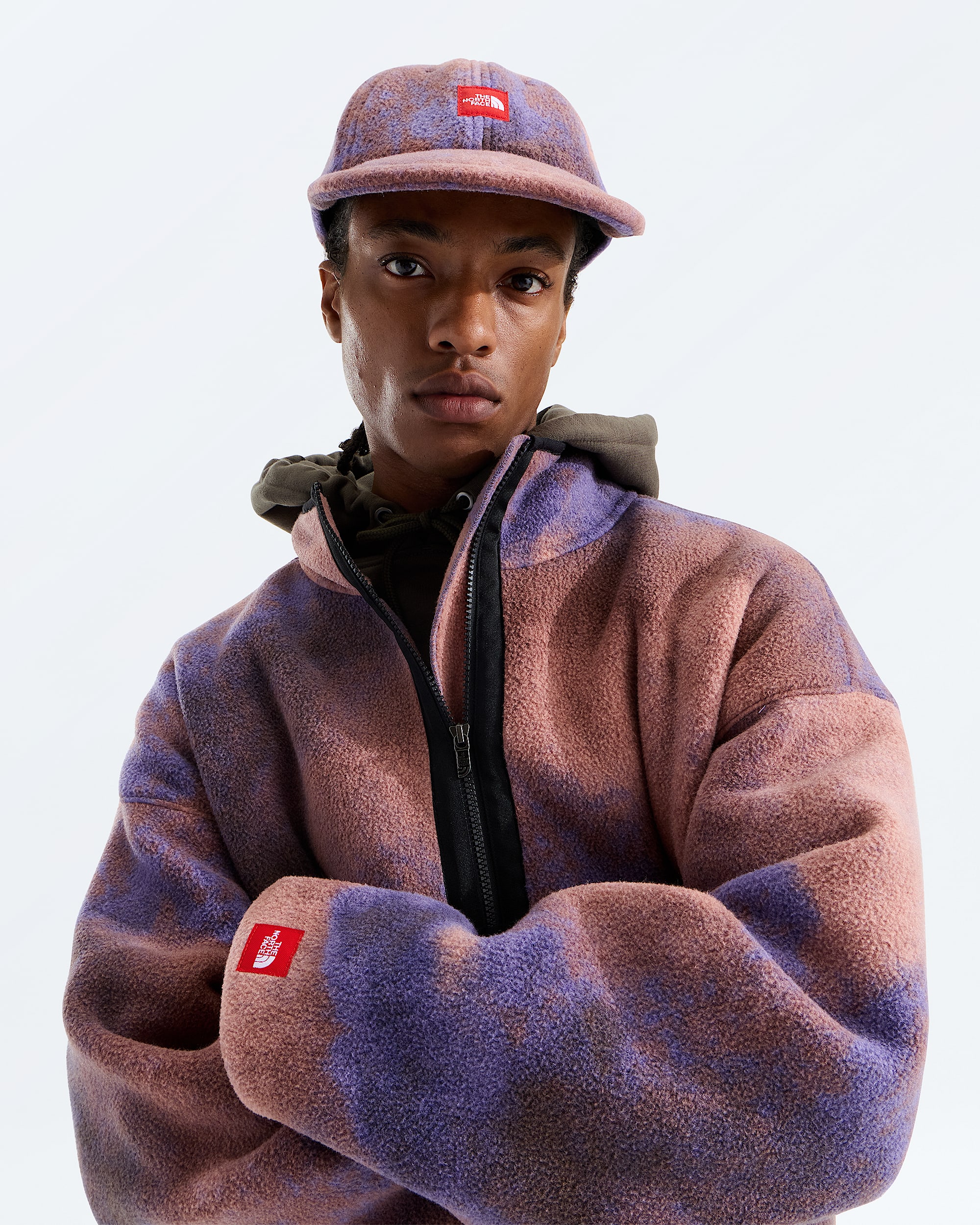 Mens TNF Red Box Printed Zip Fleece TNF HERO3