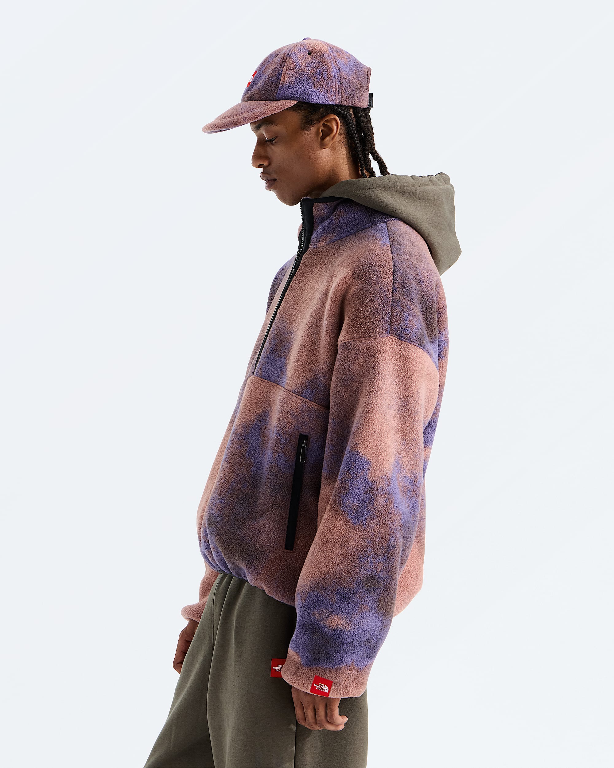 Mens TNF Red Box Printed Zip Fleece TNF MODEL34