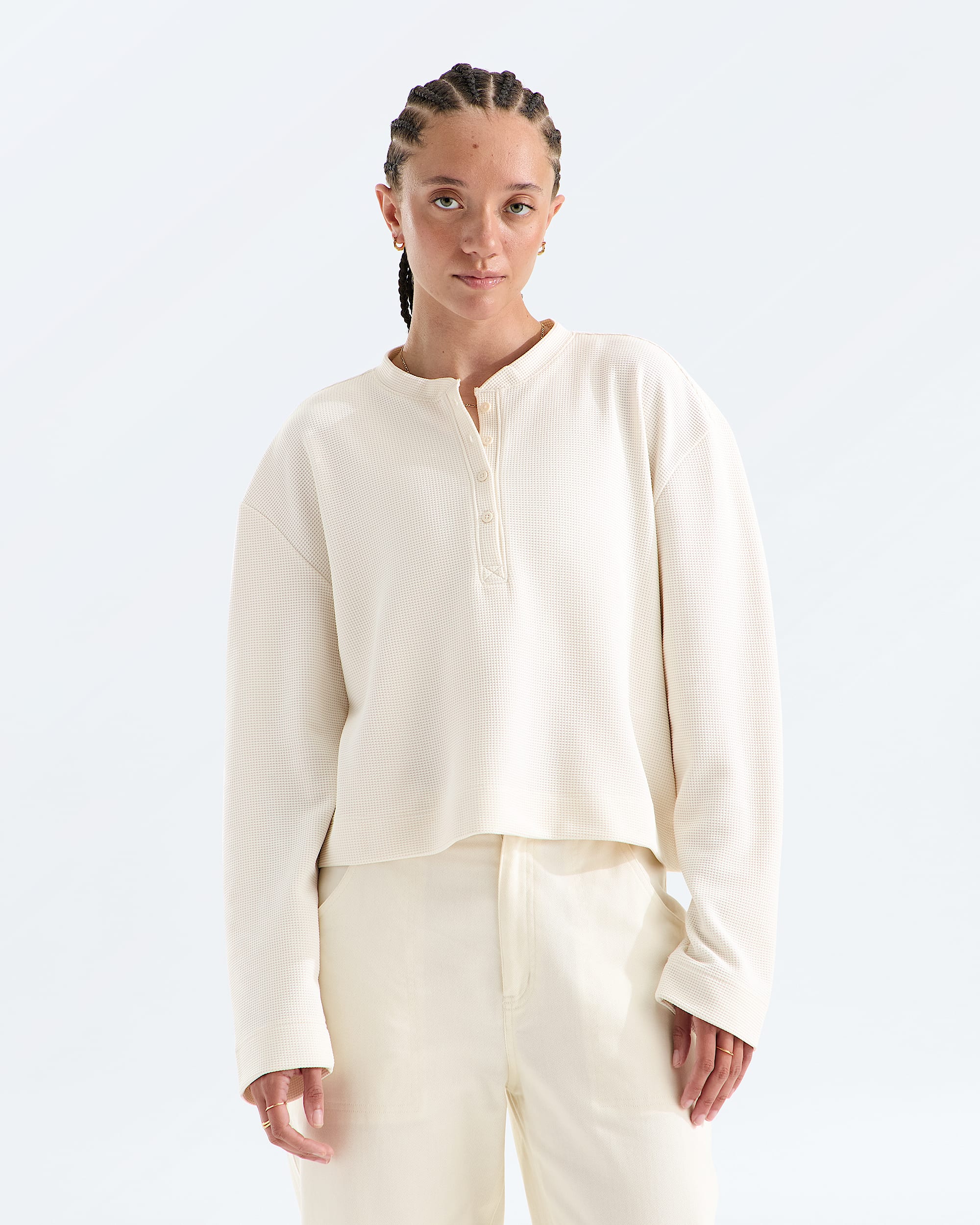 Haut Henley  manches longues en tissu gaufr Ridge Path pour femmes TNF HERO