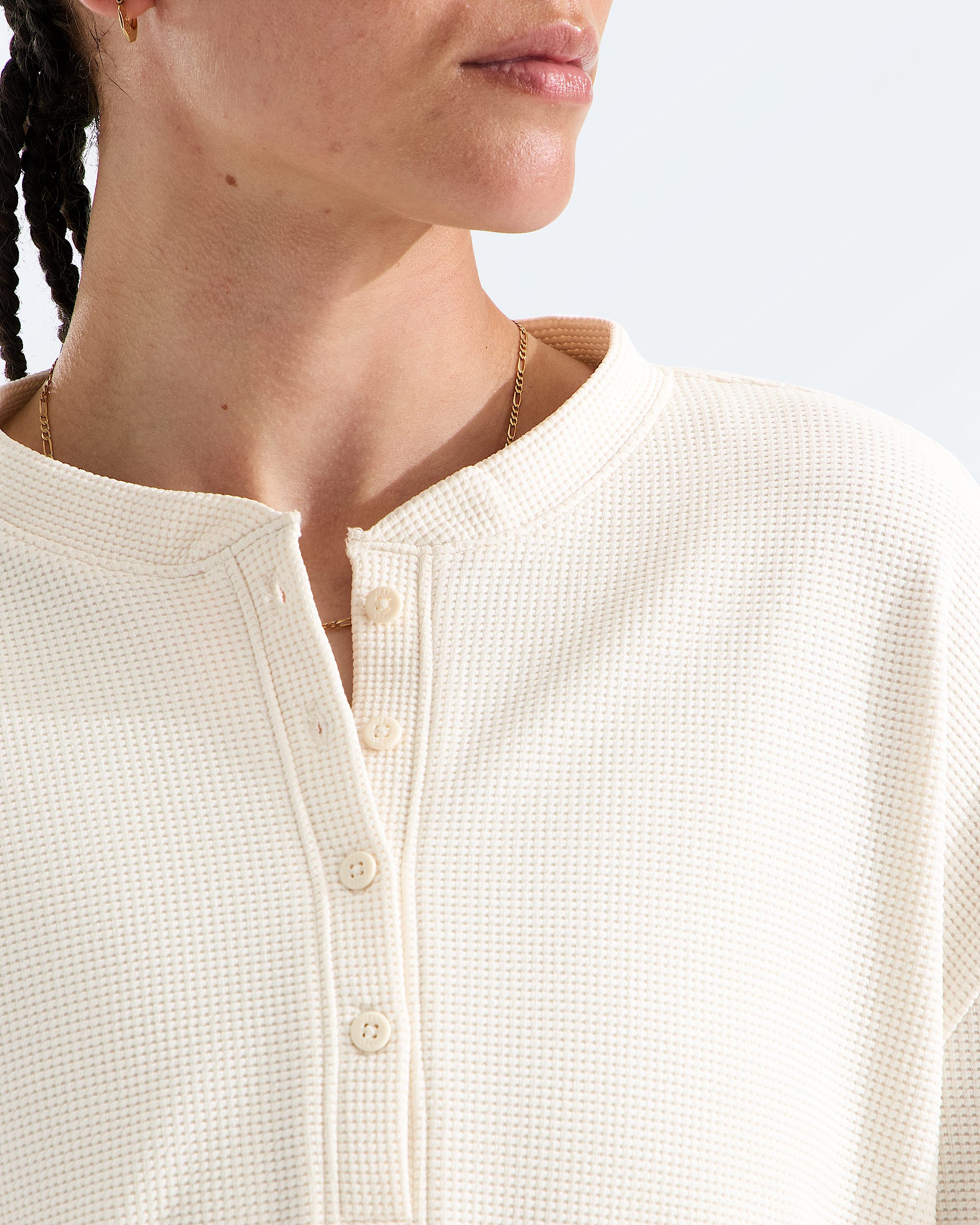 Haut Henley  manches longues en tissu gaufr Ridge Path pour femmes TNF MODELCLOSE1