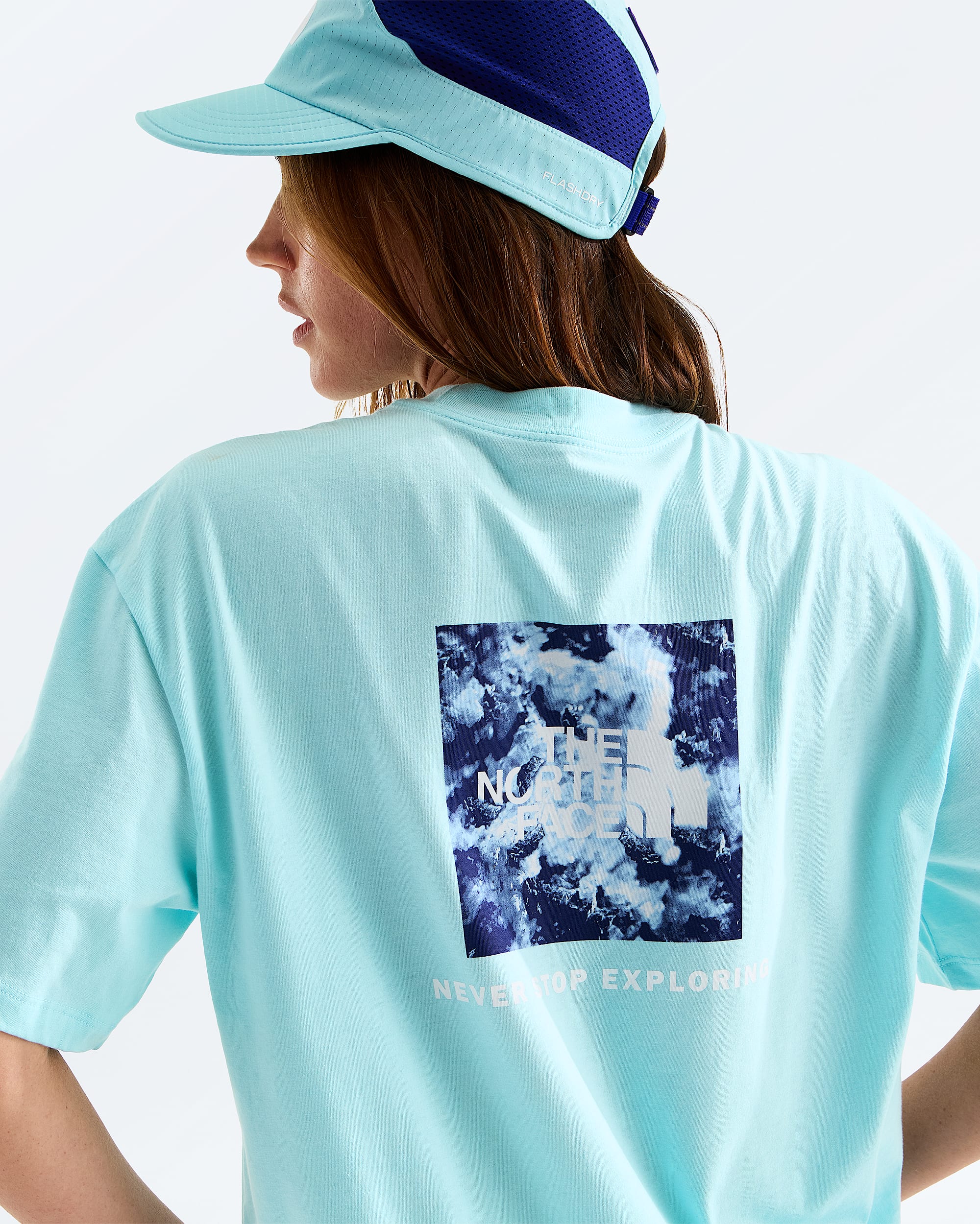 Womens Evolution Granitic Rock Print Box NSE Oversize ShortSleeve Tee TNF HERO2