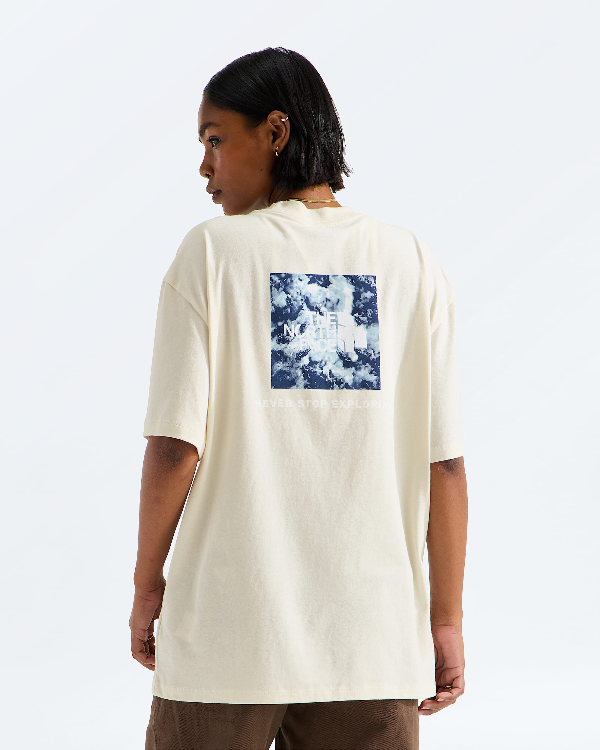 Womens Evolution Granitic Rock Print Box NSE Oversize ShortSleeve Tee TNF HERO